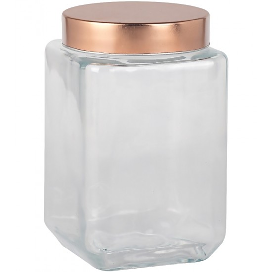 Porta Mantimento 1,6 Litros 11x18cm Quadrado Com Tampa Cobre